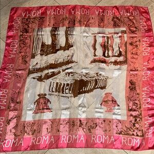 Roma silky  peach/pink/white scarf with Italian feel